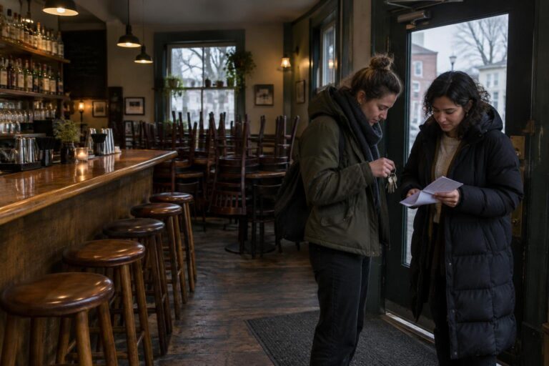 Δύο γυναίκες σε άδειο λεσβιακό μπαρ που αναζητά νέα ιδιοκτησία