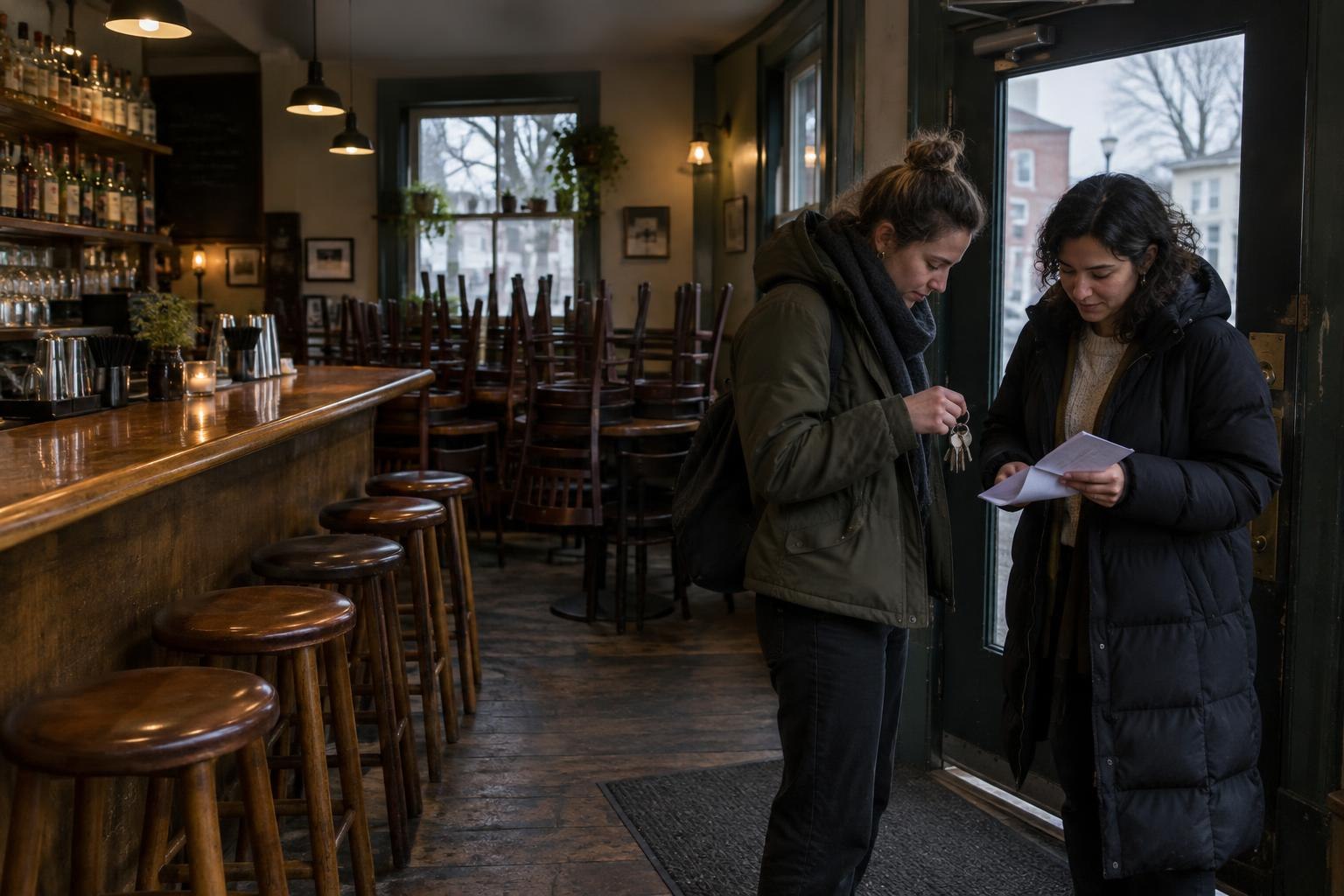 Δύο γυναίκες σε άδειο λεσβιακό μπαρ που αναζητά νέα ιδιοκτησία